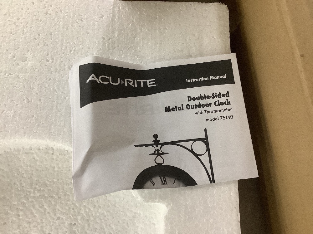 AcuRite 9-in. Indoor/Outdoor Double-Sided Hanging Clock with 360° Spin Functionality, Iron Metal Frame and Thermometer - Image 5 - Lot 178JF