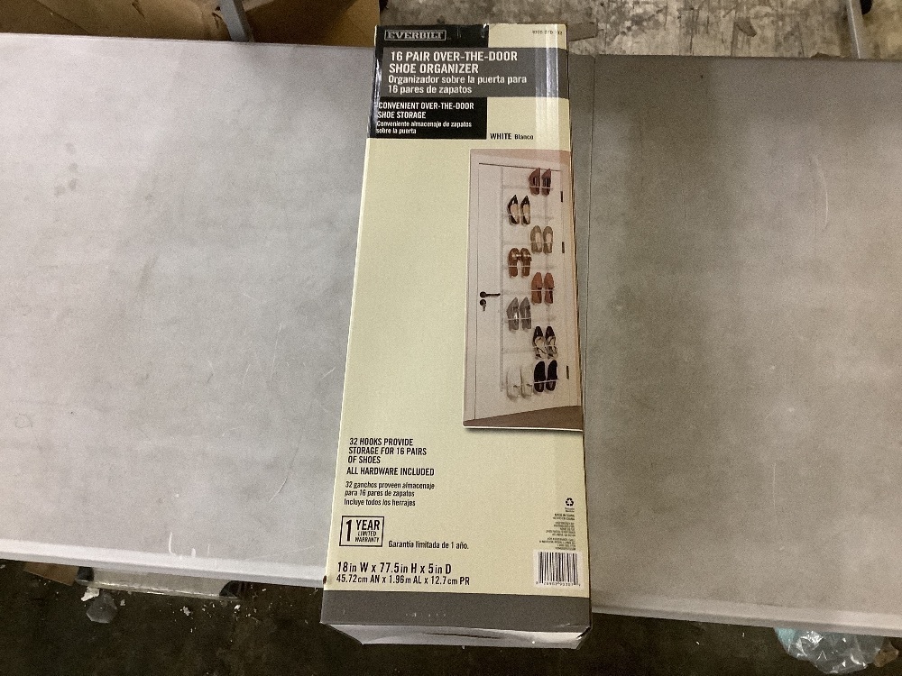 Everbilt 77.50 in. H 16-Pair White Steel Hanging Shoe Organizer - Image 2 - Lot 179JF