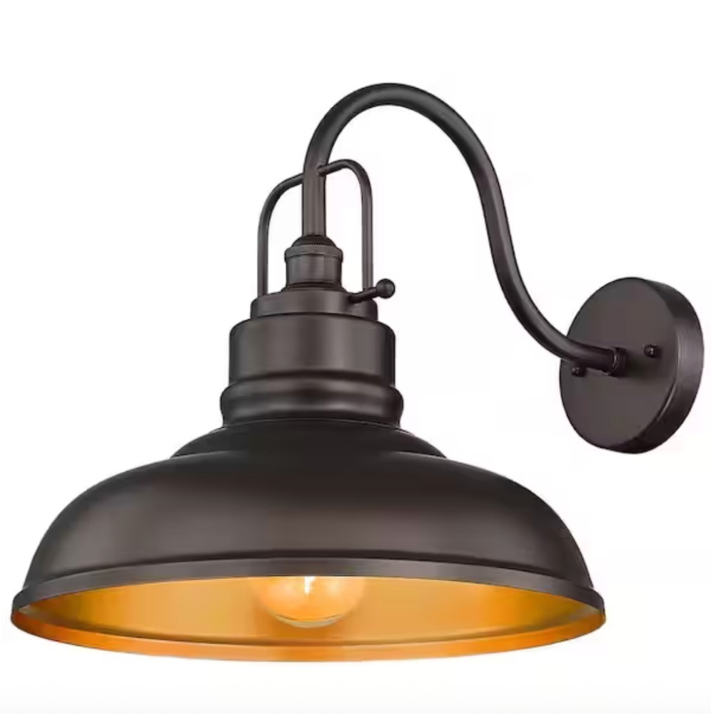 Jazava Farmhouse 17.7 in. Outdoor Hardwired Oil Rubbed Bronze Finish Gooseneck Barn Light Sconce - Image 1 - Lot 260JF