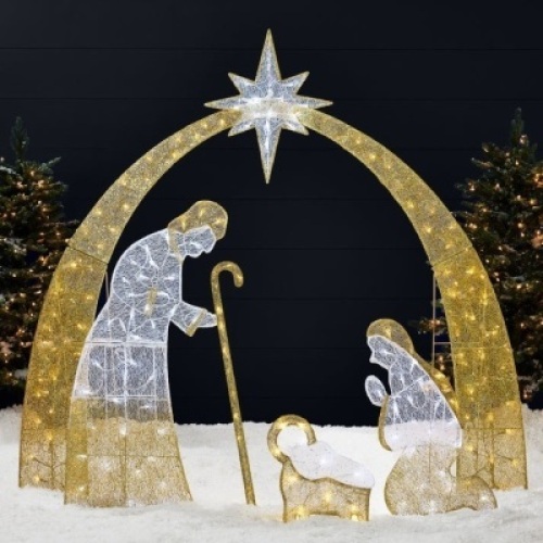 6' Lighted 2D Christmas Nativity Scene Outdoor Decor w/ Twinkling LED Lights - Lot 293