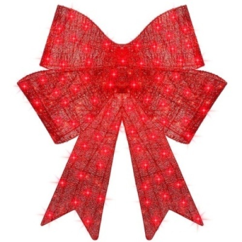 48" Pre-Lit Large Christmas Bow Decoration, Holiday Decor w/ 8 Functions - Lot 298