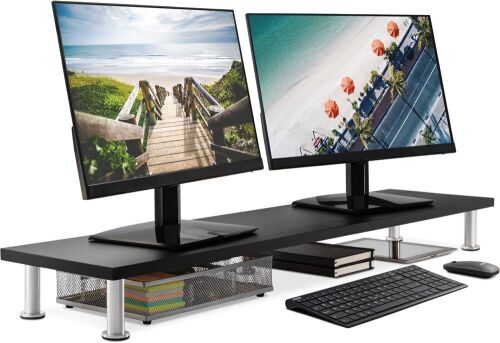 Bamboo Dual Monitor Stand  - Lot 314