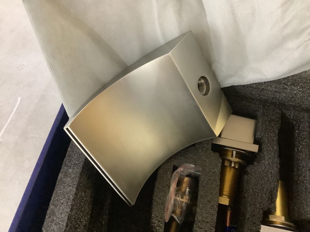 FLG 2-Handle Deck Mount Roman Tub Faucet 3 Hole Brass Waterfall Bath Tub Filler in Brushed Nickel - Image 5 - Lot 317JF