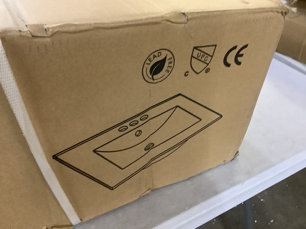 Eridanus Tucson 36 in. W x 18 in. D Vitreous China Single Sink Vanity Top in White with 3-Faucet Holes 8 in. Widespread - Image 4 - Lot 325JF