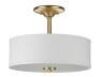 Progress Lighting Inspire Collection 2-Light Satin Brass Summer Linen Shade New Traditional Semi-Flush Light - Thumbnail 1