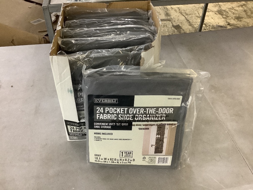 Lot of (6) Everbilt 62.60 in. H 12-Pair Gray Fabric Hanging Shoe Organizers - Image 2 - Lot 332JF