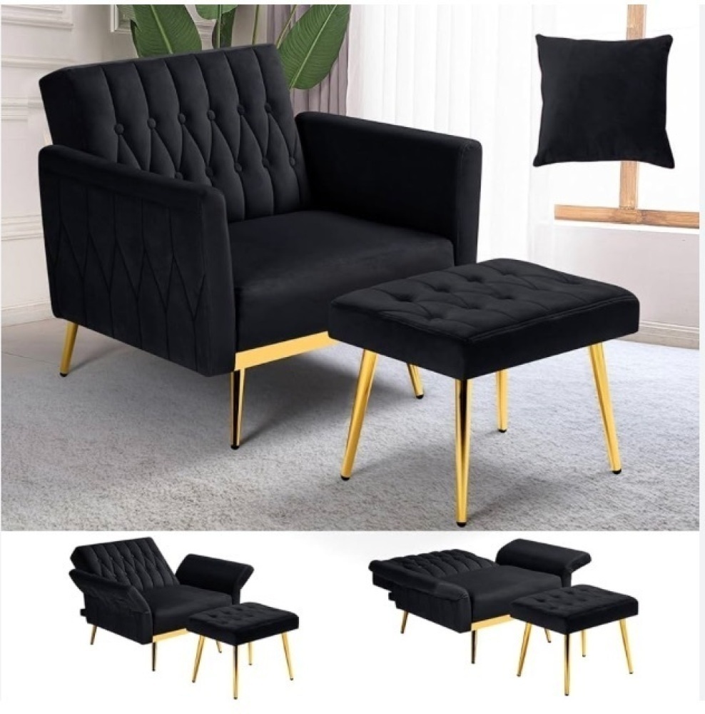 Velvet Accent Chair with Adjustable Armrests and Backrest - Image 1 - Lot 333WG