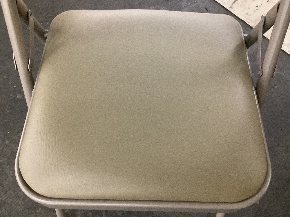 Flash Furniture Hercules Series Curved Triple Braced & Double Hinged Beige Vinyl Upholstered Metal Folding Chair - Image 3 - Lot 360JF