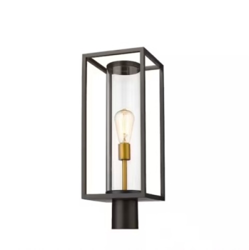 Filament Design Dunbroch 1-Light Bronze Brass Aluminum Hardwired Outdoor Weather Resistant Post Light Round Fitter with No Bulb Included - Lot 364JF