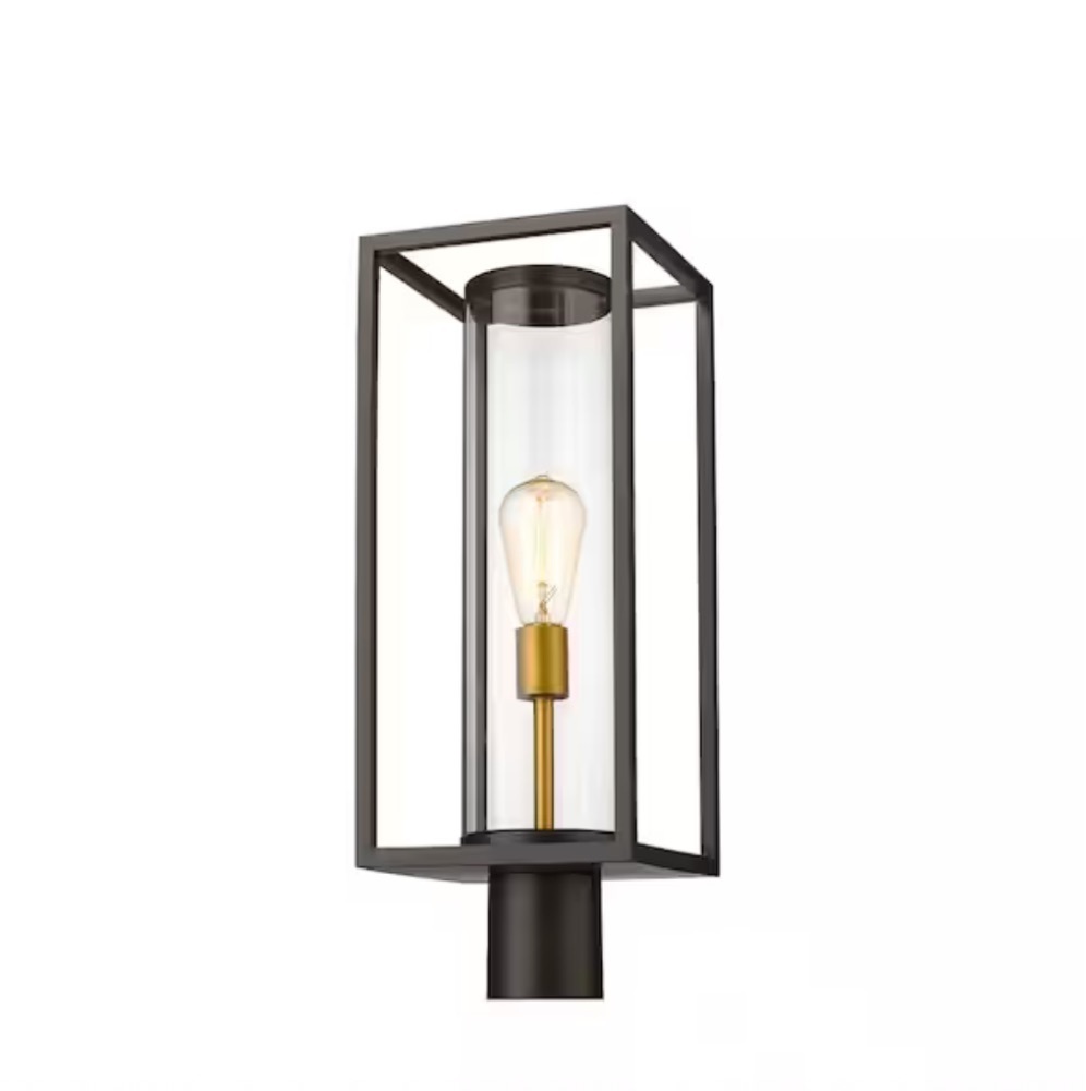 Filament Design Dunbroch 1-Light Bronze Brass Aluminum Hardwired Outdoor Weather Resistant Post Light Round Fitter with No Bulb Included - Image 1 - Lot 366JF