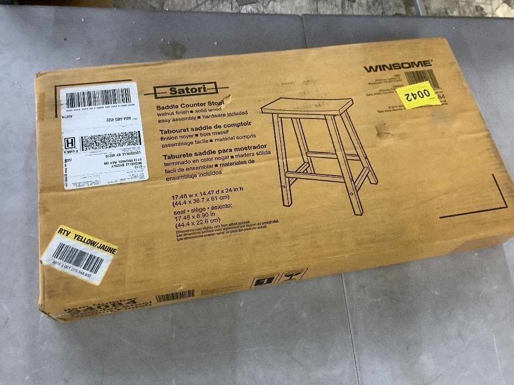 Winsome Wood Satori 24 in. Saddle Seat Walnut Counter Stool - Image 2 - Lot 368JF