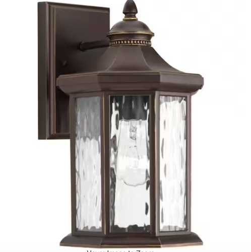 Progress Lighting Edition Collection 1-Light Antique Bronze Water Glass Traditional Outdoor Medium Wall Lantern Light - Lot 373JF