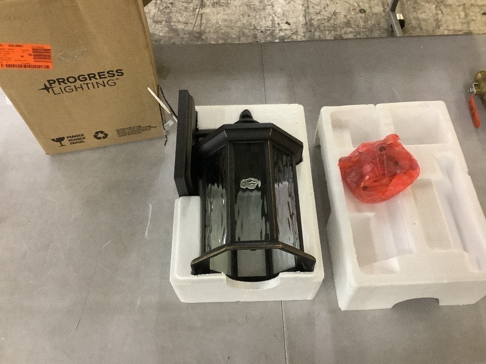 Progress Lighting Edition Collection 1-Light Antique Bronze Water Glass Traditional Outdoor Medium Wall Lantern Light - Image 2 - Lot 373JF