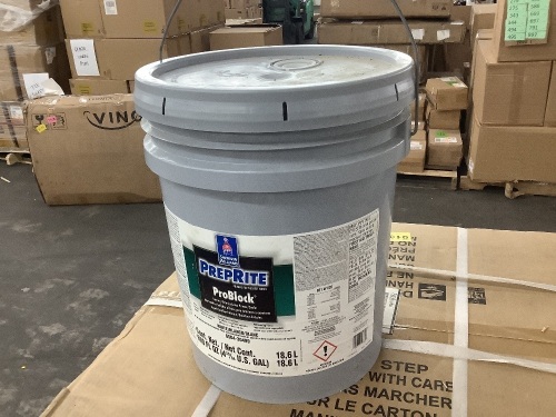 5-Gallon Bucket of Sherwin Williams PrepRite ProBlock. Unopened Old Stock. Unknown Condition Inside - Lot 561JF