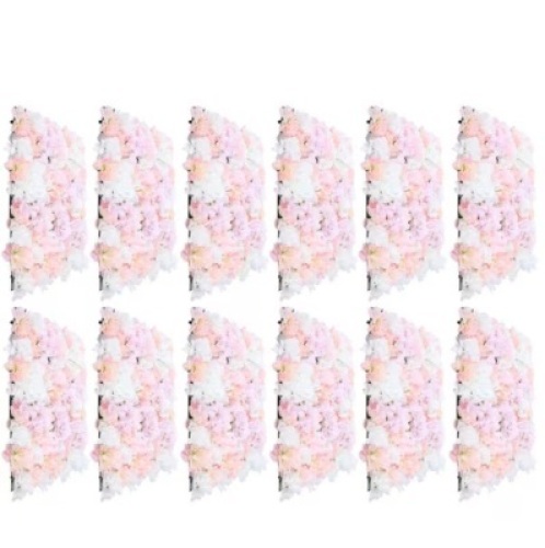 12-Piece Artificial Silk Rose Flower Wall Panel - Lot 570JF