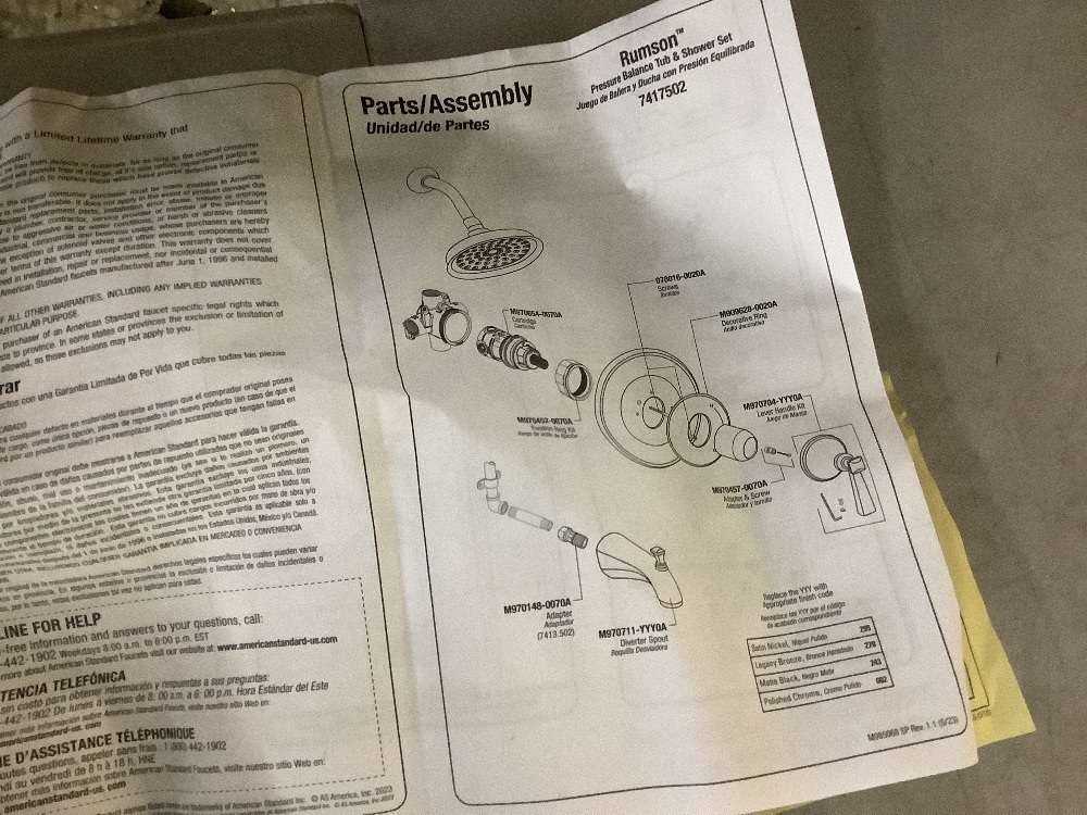 American Standard Rumson Single-Handle 1-Spray Tub and Shower Faucet with 1.8 GPM in Matte Black (Valve Included) - Image 6 - Lot 571JF