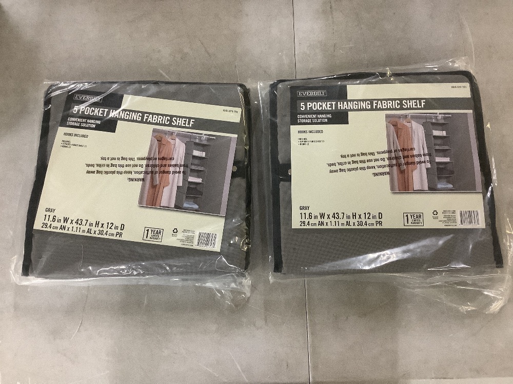 Lot of (2) Everbilt 5-Pocket Hanging Fabric Shelves - Image 1 - Lot 763JF