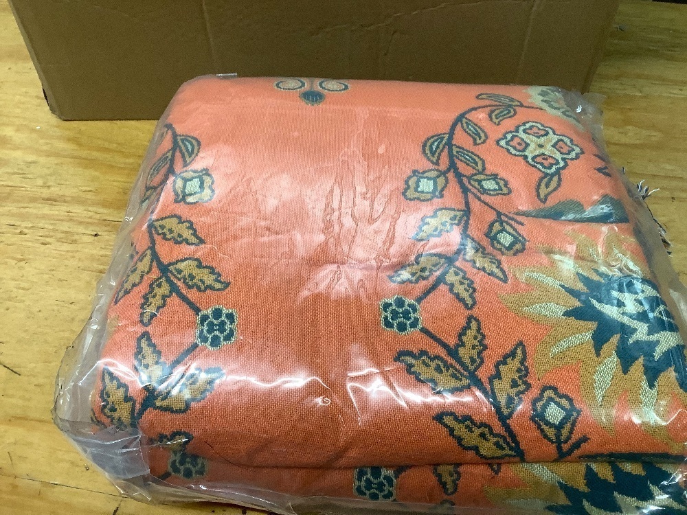 Boho Throw Blanket, 100% Cotton Ultra Soft Luxury Throw Rustic Quilt, 60"x80" Floral Printed Farmhouse Decor Bed Summer Blankets, All Season Rustic Reversible Bohemian Throw for Bed - Orange - Image 3 - Lot 3608