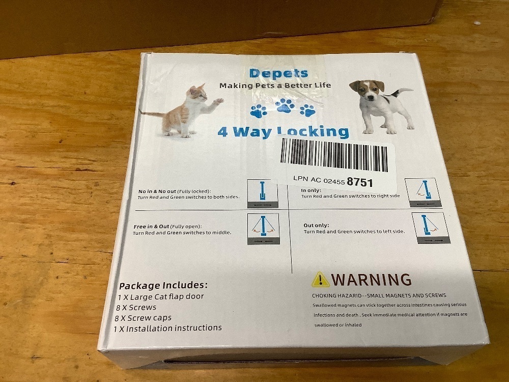 Depets Medium Cat Flap Door with 4 Way Lock (Outer Size 7.5" x 7.8"), Magnetic Pet Door Kit White, Weather-Resistant Cat Door for Cats & Doggy - Image 4 - Lot 3627