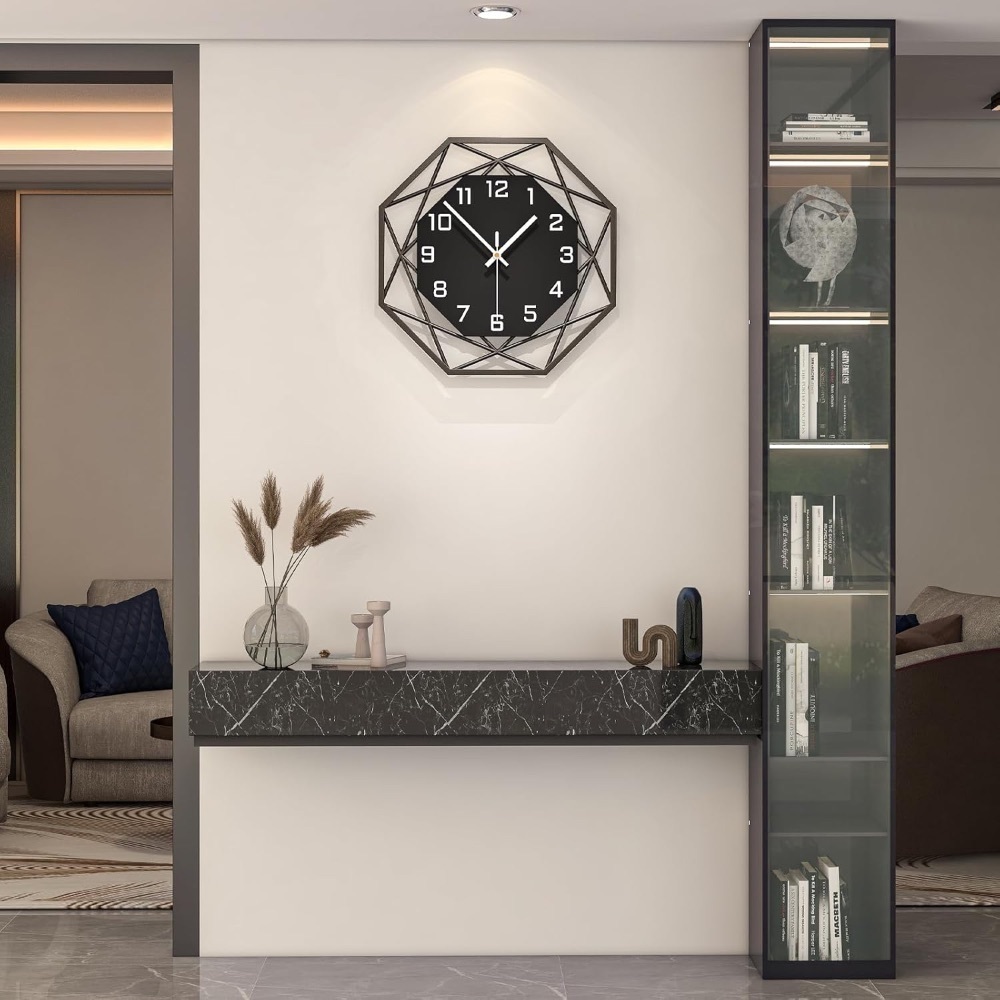 Large Wall Clocks for Living Room Decor 16 inch Silent Modern Wall Clocks Wall Clock Battery Operated Non Ticking Black Wood Decorative Clock Wall for Kitchen Bedroom Office Classroom - Image 1 - Lot 3635