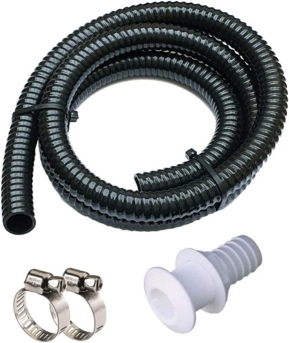 Bilge Pump Installation Kit Bilge Pump Hose Plumbing Kit | 6 FT Premium Quality Kink-free Flexible PVC Hose | Includes 2 Hose Clamps and Thru-Hull Fitting (1/8 Inch) - Lot 3659