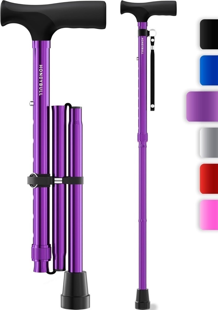 HONEYBULL Walking Cane Stick for Men & Women - Foldable, Adjustable, Collapsible, Heavy Duty, with Travel Bag | Walking Sticks, Folding Canes for Seniors & Adults - Image 1 - Lot 3664