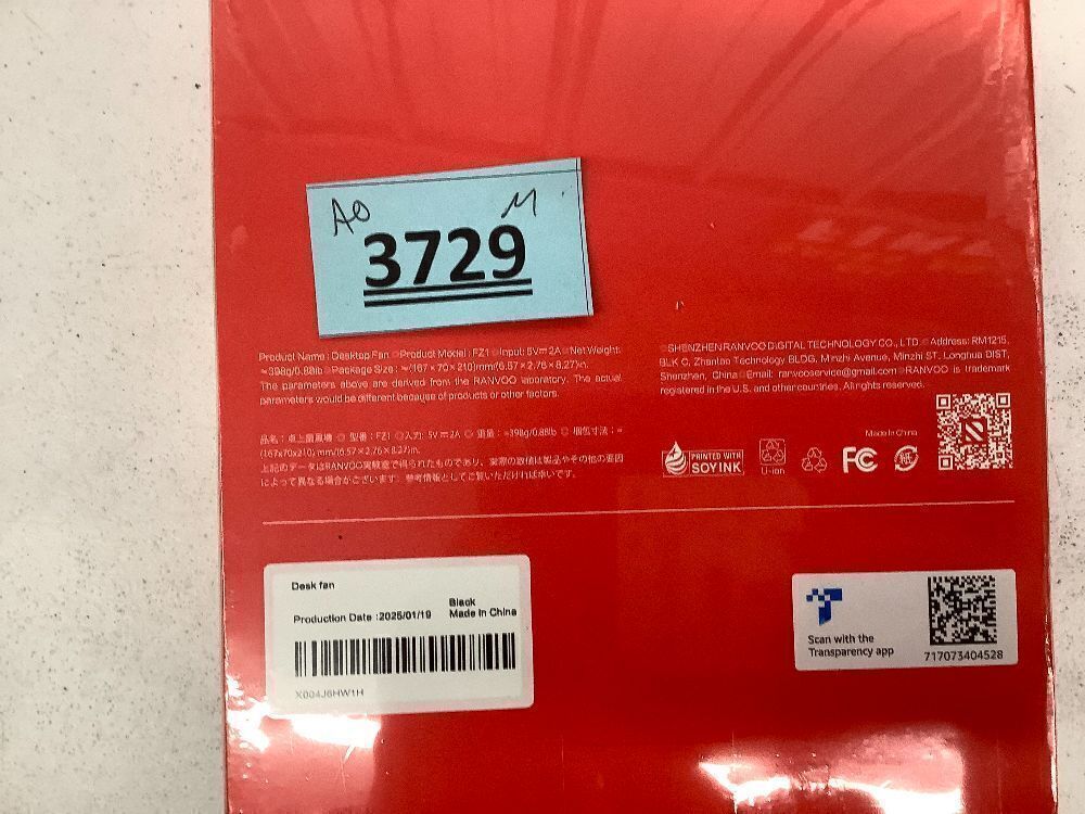 RANVOO Desktop Fan - Image 3 - Lot 3729