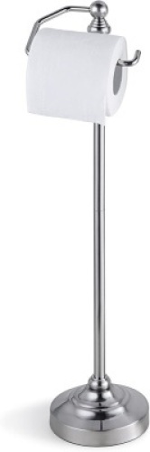 SunnyPoint Deluxe Free Standing Heavy Weighted Toilet Tissue Paper Roll Holder Stand (Brushed Nickel) - Lot 3914