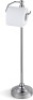 SunnyPoint Deluxe Free Standing Heavy Weighted Toilet Tissue Paper Roll Holder Stand (Brushed Nickel) - Thumbnail 1