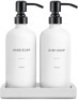 Kitchen Soap Dispenser Set, White Soap Dispenser with Black Stainless Steel Pump, Perfect for Modern Kitchen Decor. (White) - Thumbnail 1