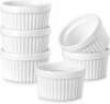 MALACASA Ramekins 6 oz Oven Safe, Porcelain Creme Brulee Ramekins Pudding Custard Cups Small Ceramic Souffle Dishes Ramakan Ramiken Ramicans Baking Bowls Set of 6, White, Series RAMEKIN-DISH - Thumbnail 1