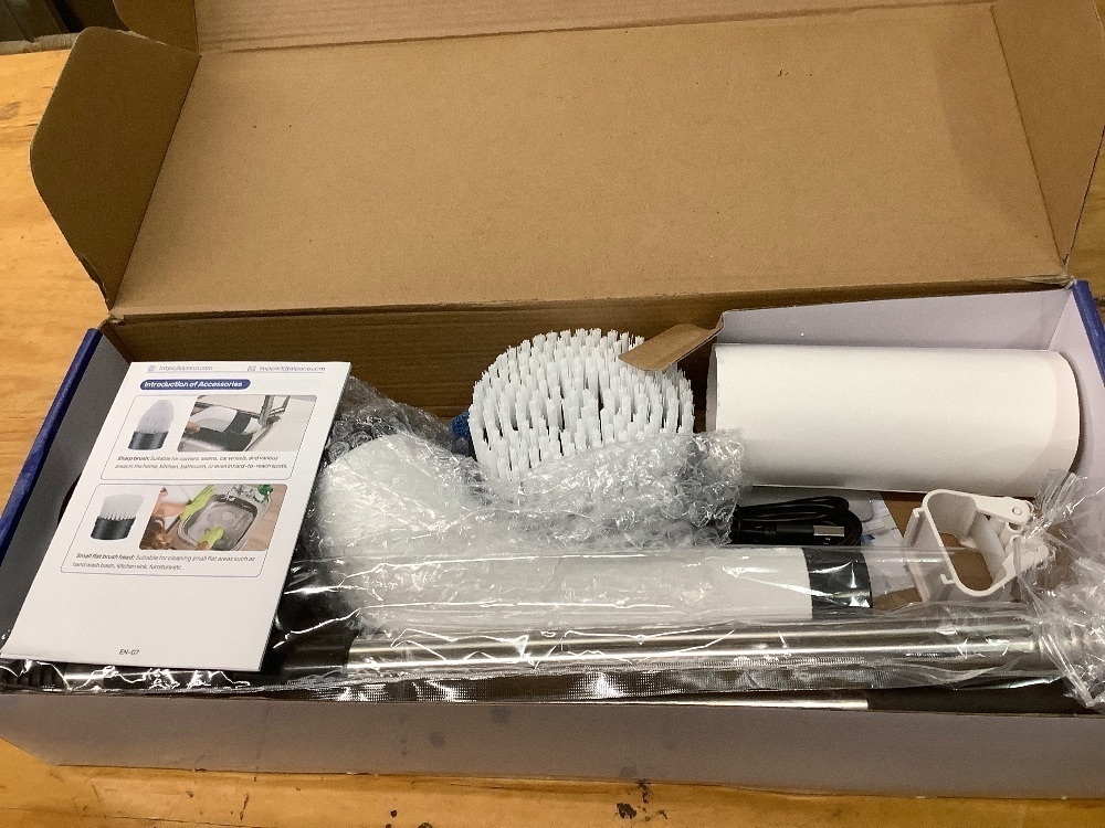 Electric Spin Scrubber with Long Handle: ALPONO Cordless Power Shower Scrubber Spin Brush with 7 Brush Replacement Heads for Cleaning Bathroom,Tub, Tile (Black) - Image 2 - Lot 3920