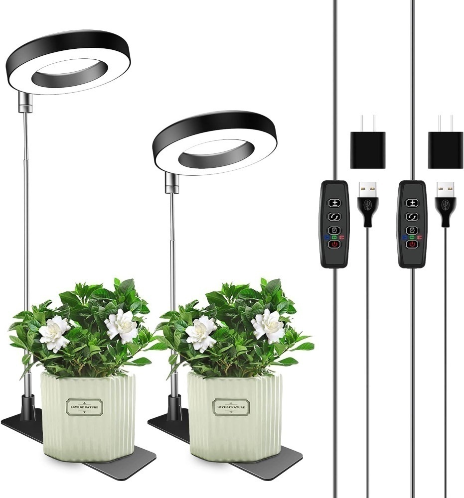 Grow Lights for Indoor Plants, 48 LEDs Full Spectrum Plant Light for Indoor Plants, Height Adjustable Growing Lamp with Base, 3 Optional Spectrums, Auto Timer 3/9/12Hrs, 10 Brightness, 2 Pack - Image 1 - Lot 3923