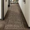 2x10 Runner Rug Machine Washable Brown Hallway - Thumbnail 1
