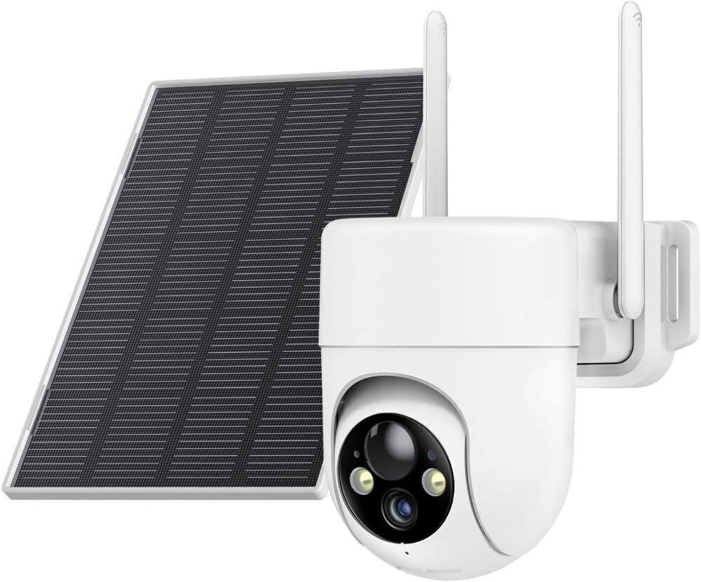 Solar Camera Outdoor Wireless, 2K Color Night Vision, Security Cameras Wireless Outdoor with 360°View, 4X Zoom, Battery Powered, 2.4GHz WiFi Solar Camera, PIR Alarm, IP65 Weatherproof - Image 1 - Lot 3954