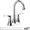 4 Inch 2 Handle Centerset Matte Black Lead-Free Modern Bathroom Faucet, 360 Swivel Spout 2-3 Hole RV Bathroom Vanity Sink Faucet with Pop Up Drain and 2 Water Supply Lines-Brushed Nickel - Thumbnail 1