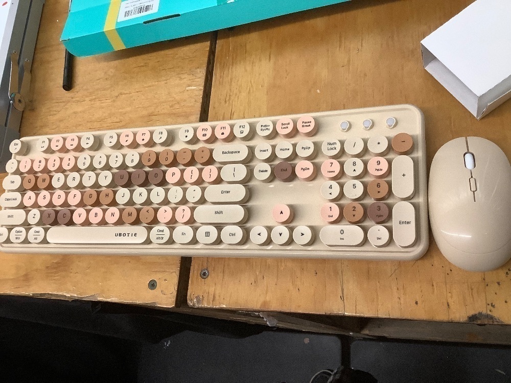 Wireless Keyboard and Mouse, KOOTOP Cute Keyboard and Mouse, 2.4G Wireless Keyboard with Retro Round Keycap for PC, Mac, Laptop,Computer Windows (Milk Tea) - Image 2 - Lot 3968