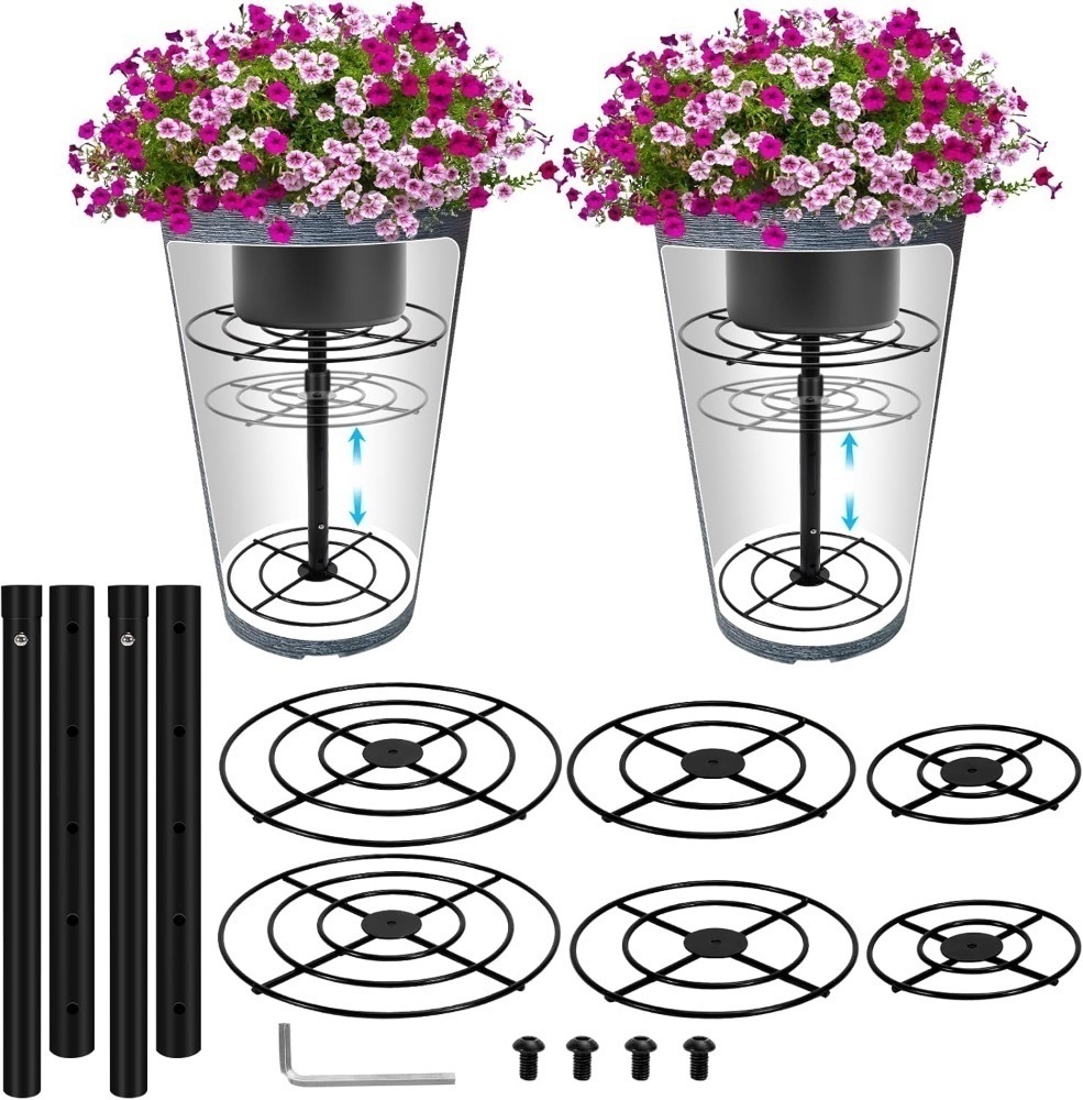 2 Pack 10.5-19in Adjustable Plant Risers for Inside Pots,Iron Planter Lift Inserts,Planter Fillers for Large Pots(5.9" 7.87" 9.84" Base or Top) - Image 1 - Lot 3972