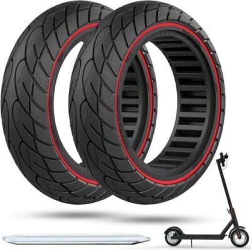 60/70-6.5 Scooter Tire, 10x2.50 Solid Scooter Tire 10 inch Electric Rubber Tubeless Scooter Wheels for Ninebot G30 Max/G30D 10x2.5 Front or Rear Replacement Solid Tires 2pc Red - Lot 3989
