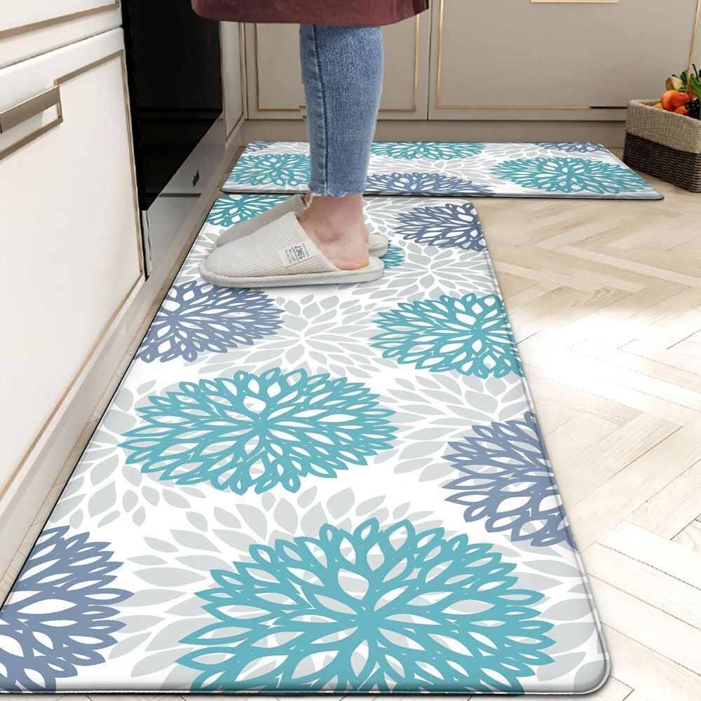 Teal Kitchen Mats, Cushioned Anti Fatigue Kitchen Rugs Non Slip - Image 1 - Lot 4074