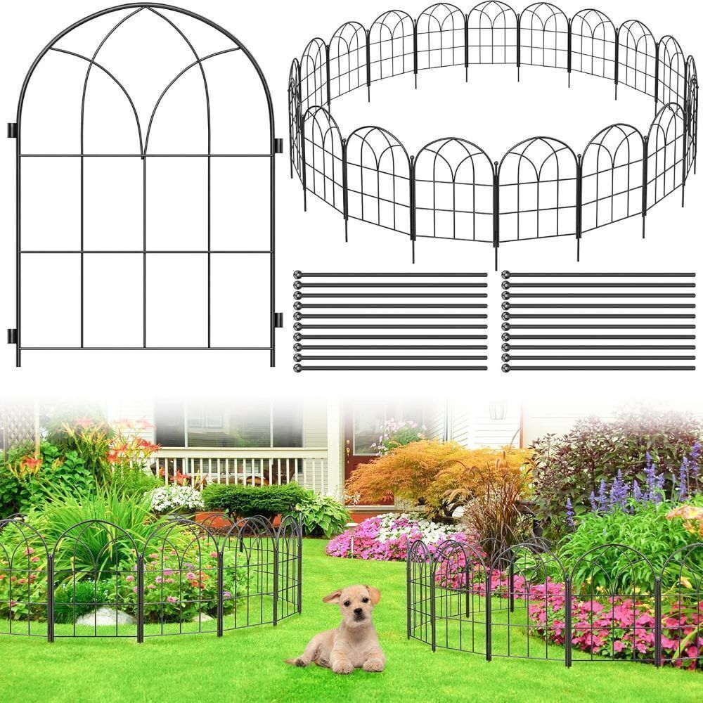 Garden Fences Animal Barrier, 12.55"*16.48" Black Garden Border Fencing, Arched Rustproof Metal No Dig Fence for Dogs, Outdoor Fence, Dog Fencing for Yard, Flower Bed (Medium 19 Pcs) - Image 1 - Lot 4104