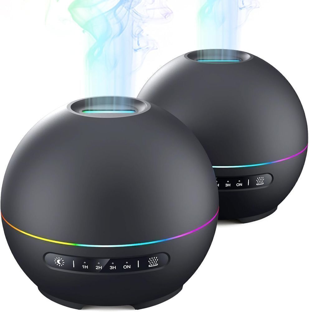 2 Pack Essential Oil Diffusers for Home - 200ml Aromatherapy Diffuser with 4 Timers & 7 Colors Night Lights, 20dB Quiet Working for 10 Hours, Auto Shut-Off - Image 1 - Lot 4107