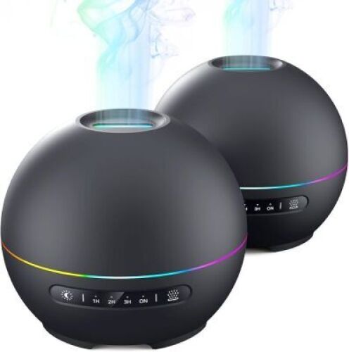 2 Pack Essential Oil Diffusers for Home - 200ml Aromatherapy Diffuser with 4 Timers & 7 Colors Night Lights, 20dB Quiet Working for 10 Hours, Auto Shut-Off - Lot 4107