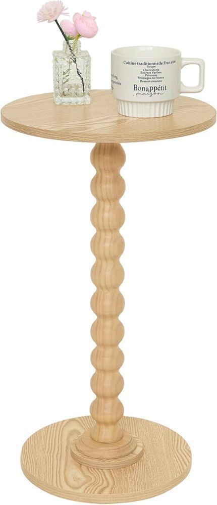 Round Side Table, Small Drink Table for Small Spaces, Modern Accent End Table Coffee Table with Solid Wood Leg for Living Room, Bedroom, Corners, and Office (Natural) - Image 1 - Lot 4118