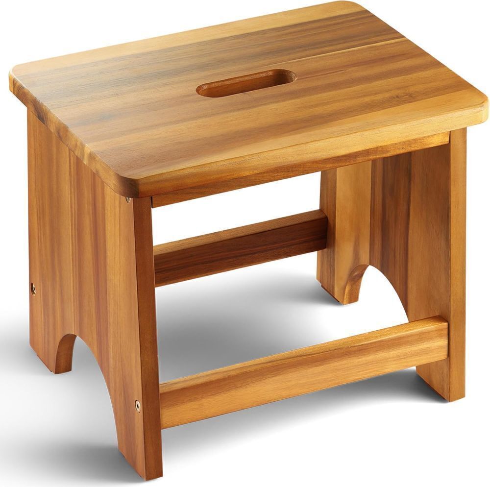 Wooden Step Stool, 13'' Heavy Duty Stepping Stool for Adults with Handle, Nonslip & Durable Design Supports up to 500lbs for Bedroom or Kitchen - Image 1 - Lot 4122