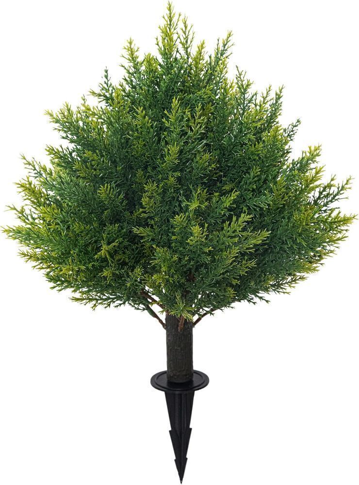 Artificial Cedar Topiary Ball Tree with Ground Spike, 16'' Fake Cedar Plant UV Resistant Artificial Shrubs, Faux Cypress Plant Fake Bushes for Front Porch Garden Indoor Outdoor - Image 1 - Lot 4125