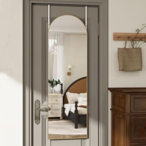 TinyTimes Over The Door Mirror Full Length,48"x14"Door Hanging Mirror Full Length Arch Mirror,Behind The Door Wall Mirror,Back of Door Mirror for Closet Bedroom Living Room,Gold - Lot 4168