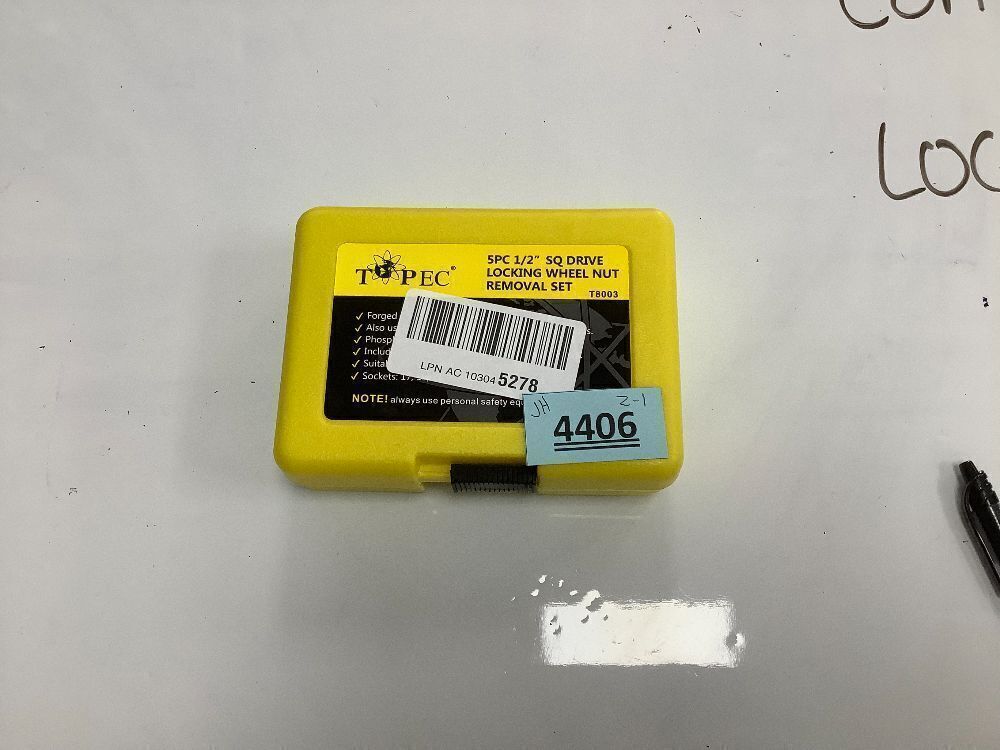 Topec Twist Socket Set Lug Nut Remover Extractor Tool - Image 2 - Lot 4406