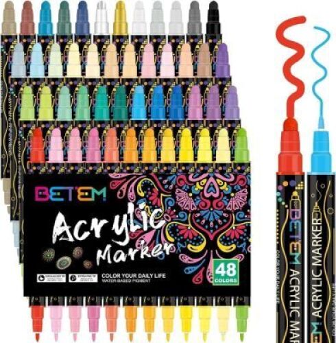 Betem 48 Colors Dual Tip Acrylic Paint Pens Markers - Lot 4411