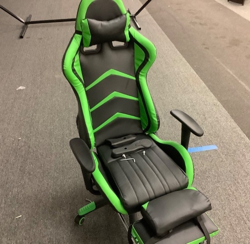 Ergonomic Swivel Reclining Office Racing Gaming Chair w/ Footrest, Lumbar Support - Lot 114